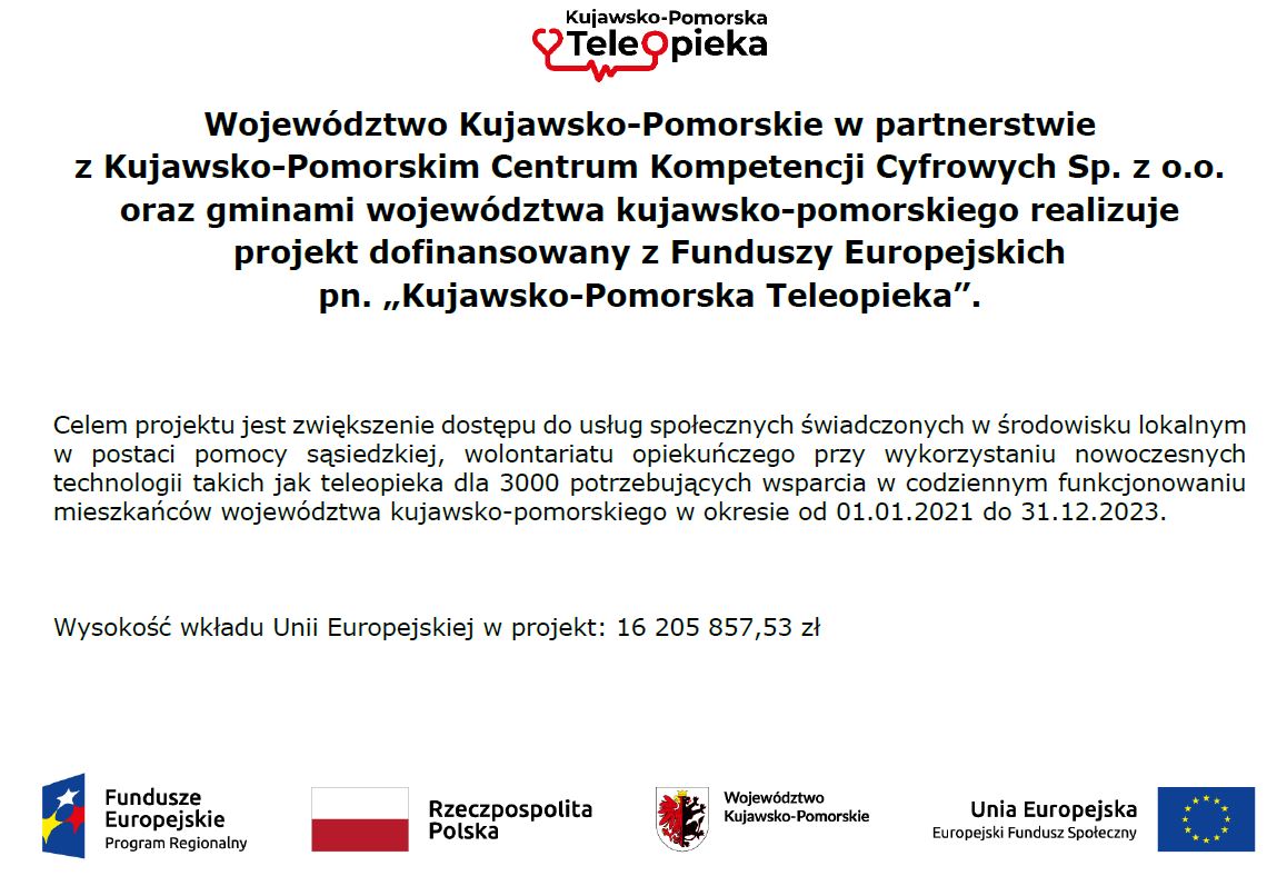 Plakat informacyjny Kujawsko-Pomorska Teleopieka